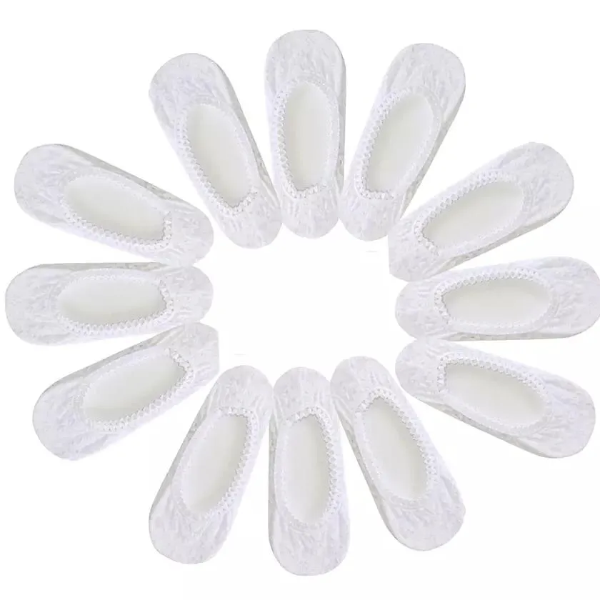 12-Pairs: All Floral Lace Invisible Liner Socks