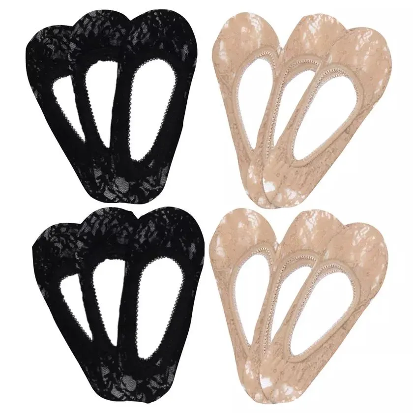 12-Pairs: All Floral Lace Invisible Liner Socks