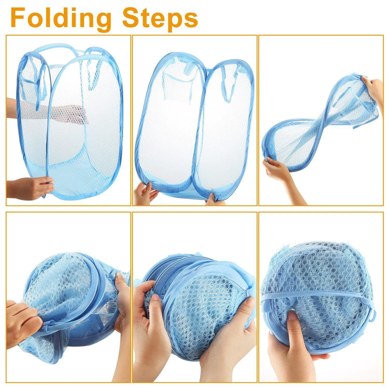 3-Pack: Pop-Up Laundry Hampers Foldable