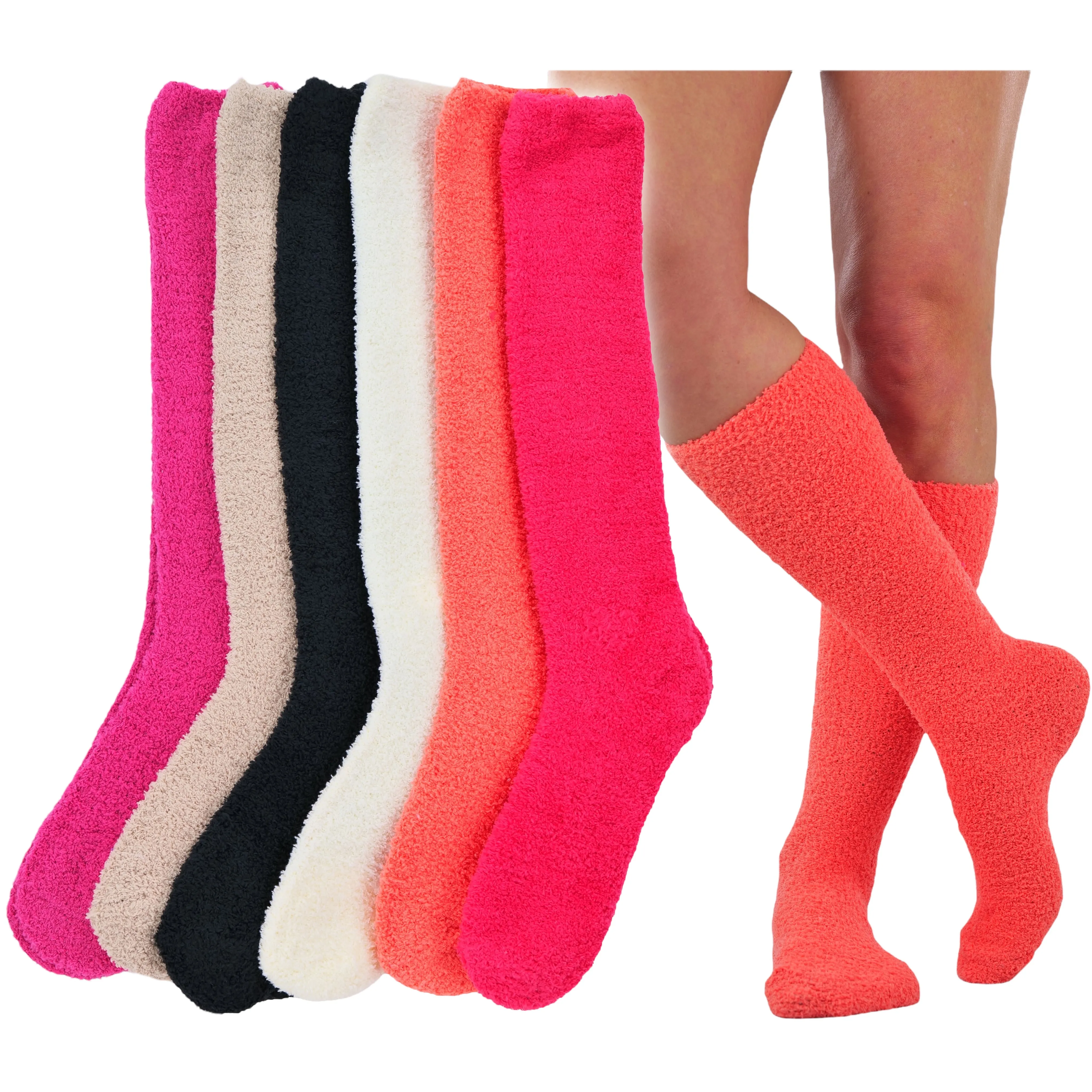 6-Pairs: Women's Plush Warm and Cozy High Socks