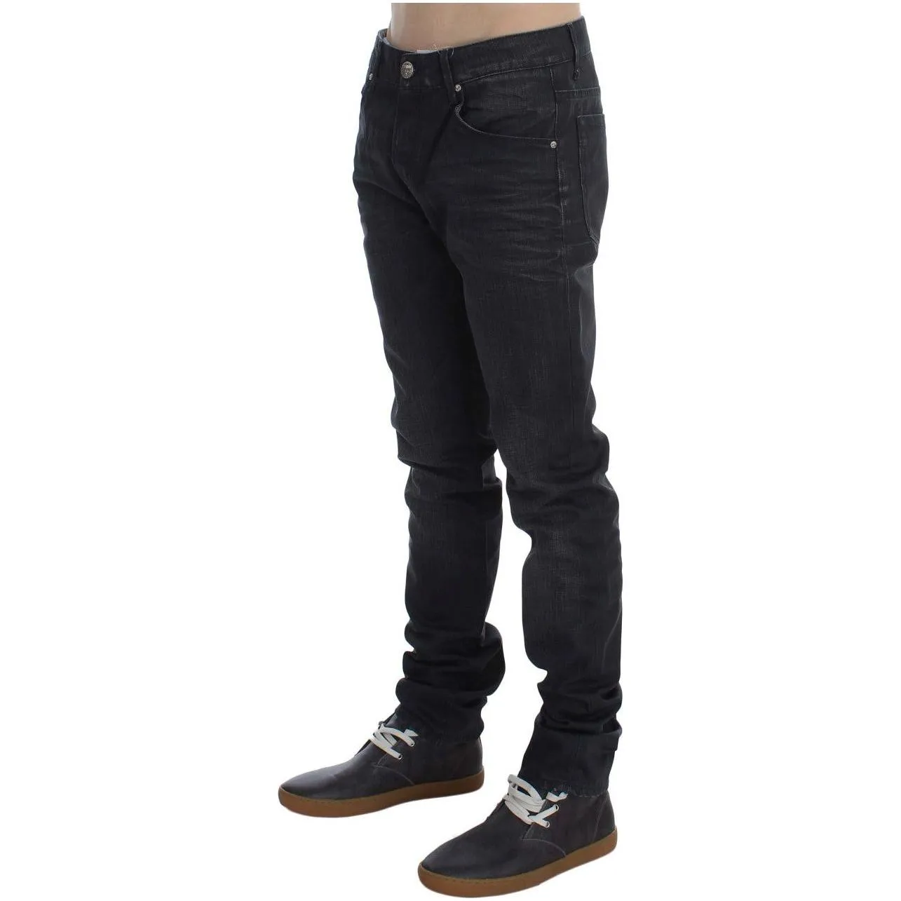 Acht Sleek Gray Slim Fit Italian Mens Jeans