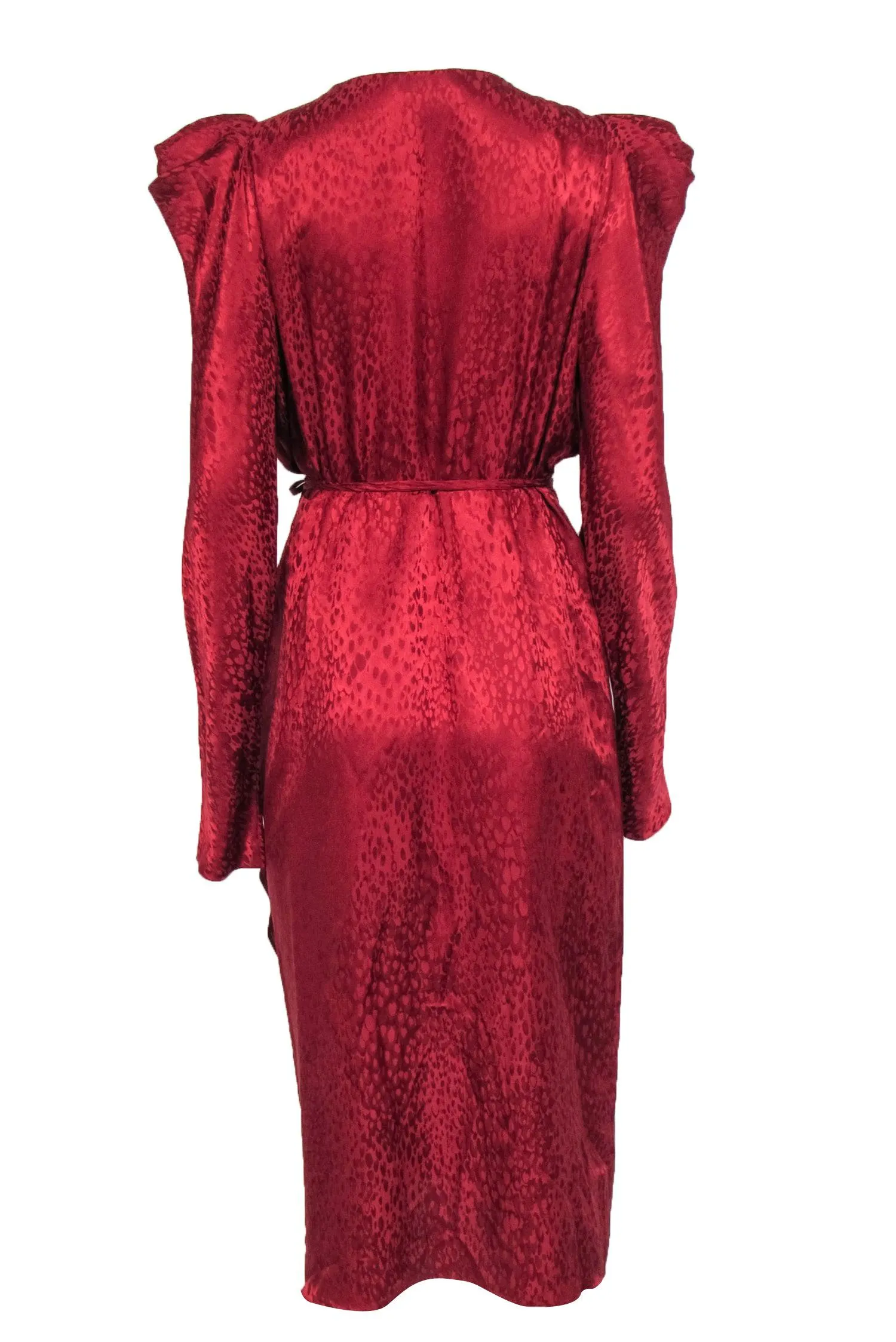 A.L.C. - Red Silk Midi Wrap Dress w/ Plunge Neckline Sz 14