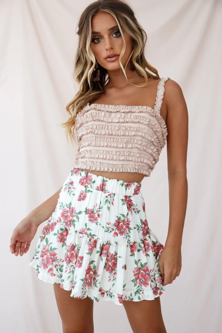 Alexi Floral Mini Skirt White