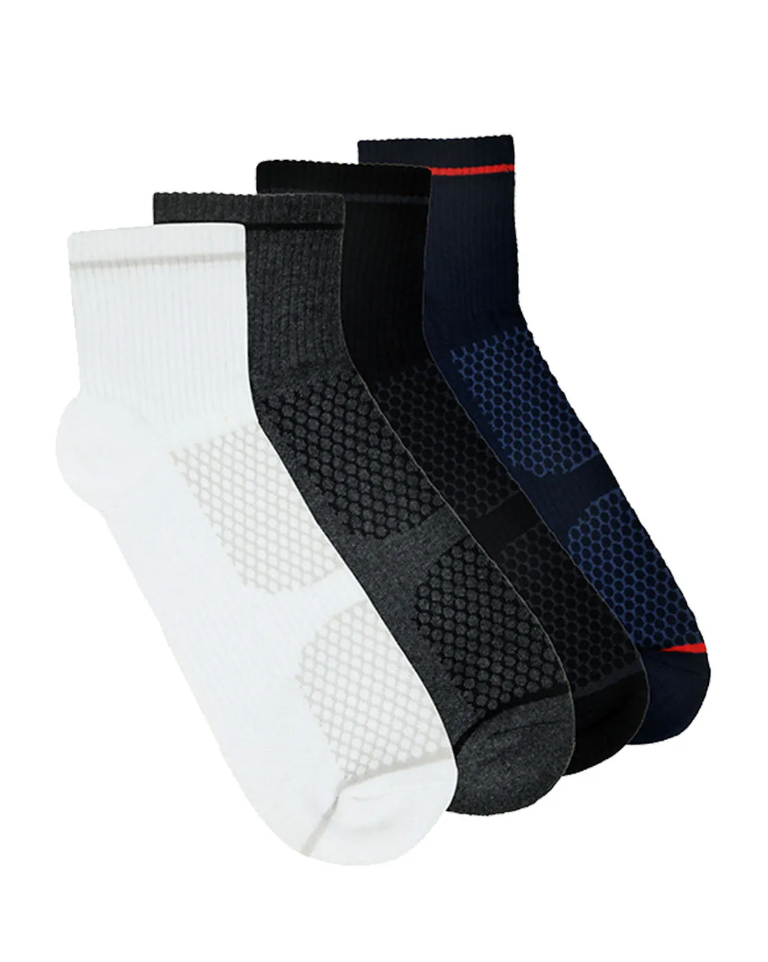 Balenzia Men’s Cushioned High Ankle Sports Socks (Free size) Pack of 4 Pairs/1U (multi colour) Terry/Towel Ankle Socks for Men