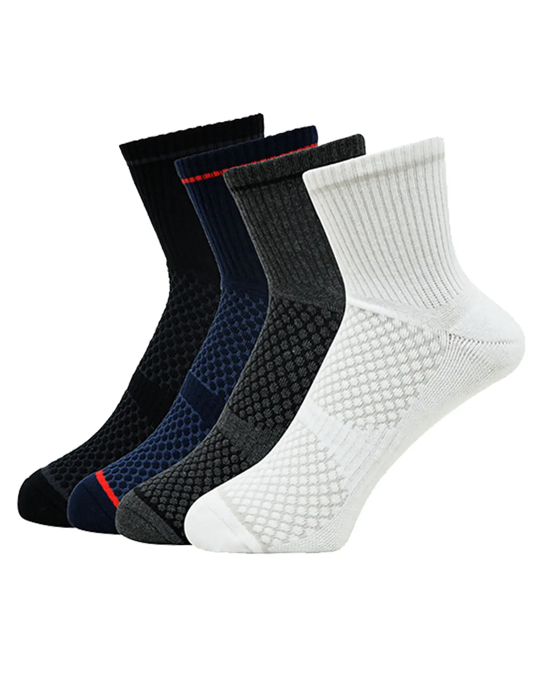 Balenzia Men’s Cushioned High Ankle Sports Socks (Free size) Pack of 4 Pairs/1U (multi colour) Terry/Towel Ankle Socks for Men