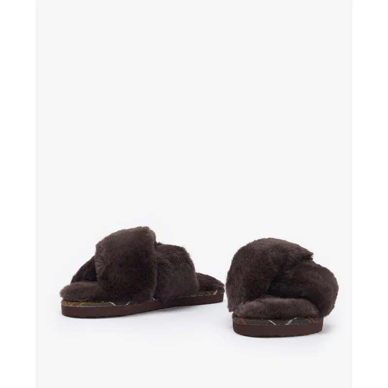 Barbour Eliza Cross-Over Ladies Slipper - Brown