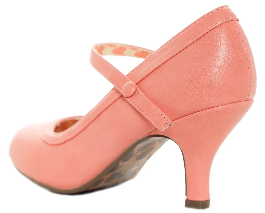 BETTIE PAGE BETTIE RETRO MARY JANE HEELS PEACH