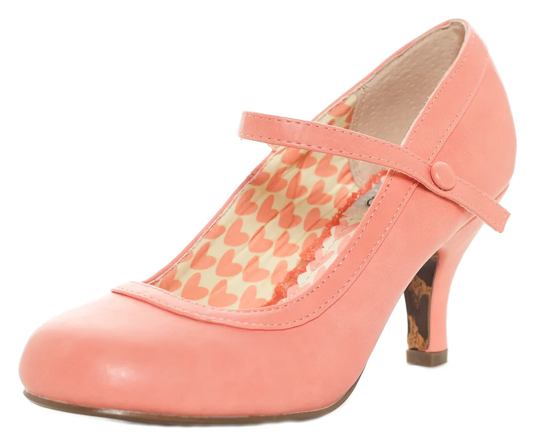 BETTIE PAGE BETTIE RETRO MARY JANE HEELS PEACH