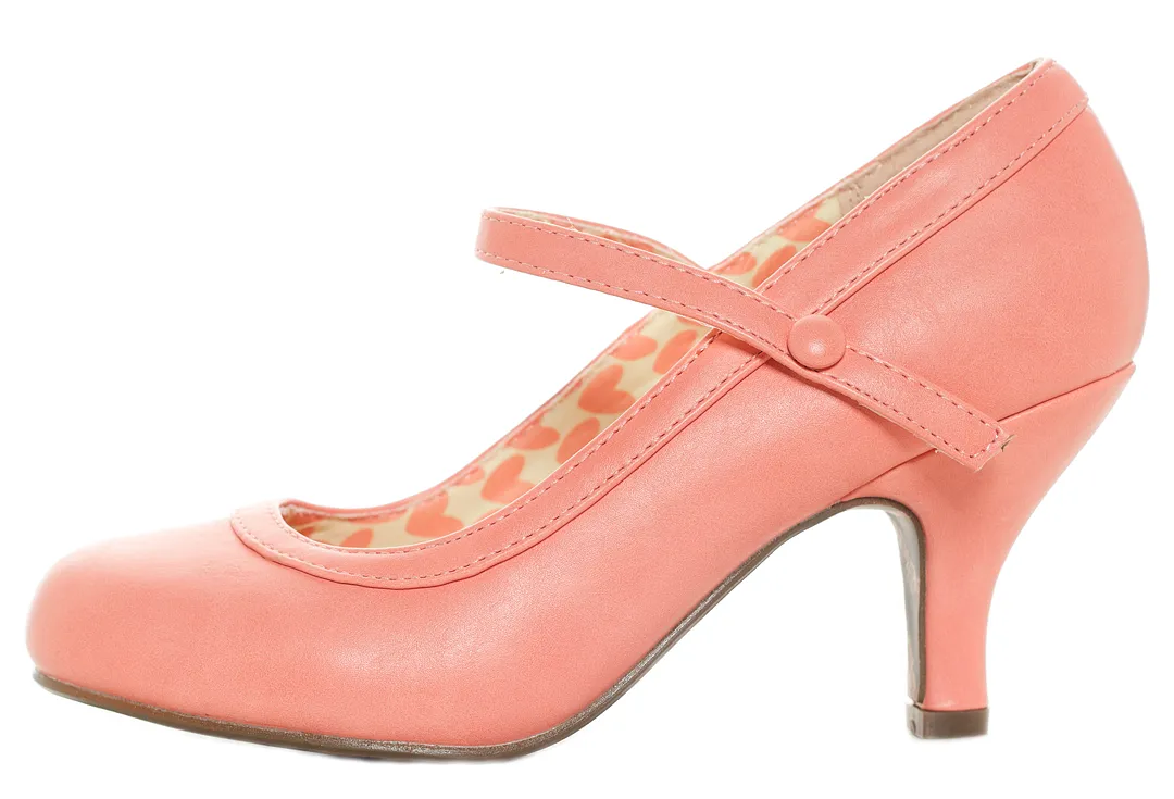 BETTIE PAGE BETTIE RETRO MARY JANE HEELS PEACH