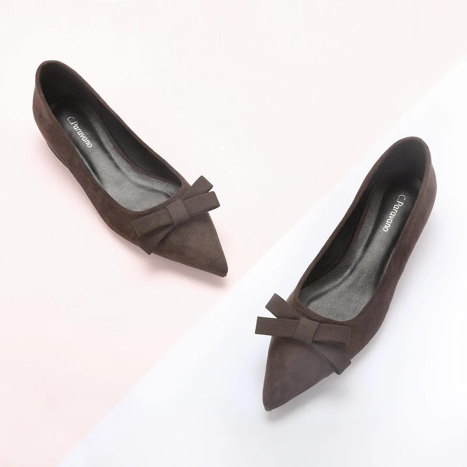 Bowknot Suede Flats (Aida) Chocolate