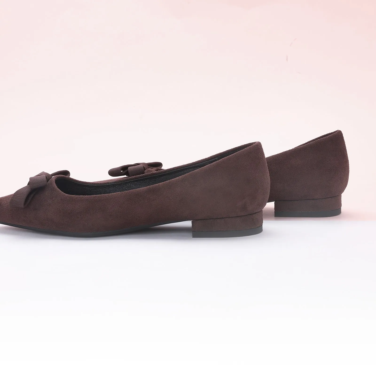 Bowknot Suede Flats (Aida) Chocolate