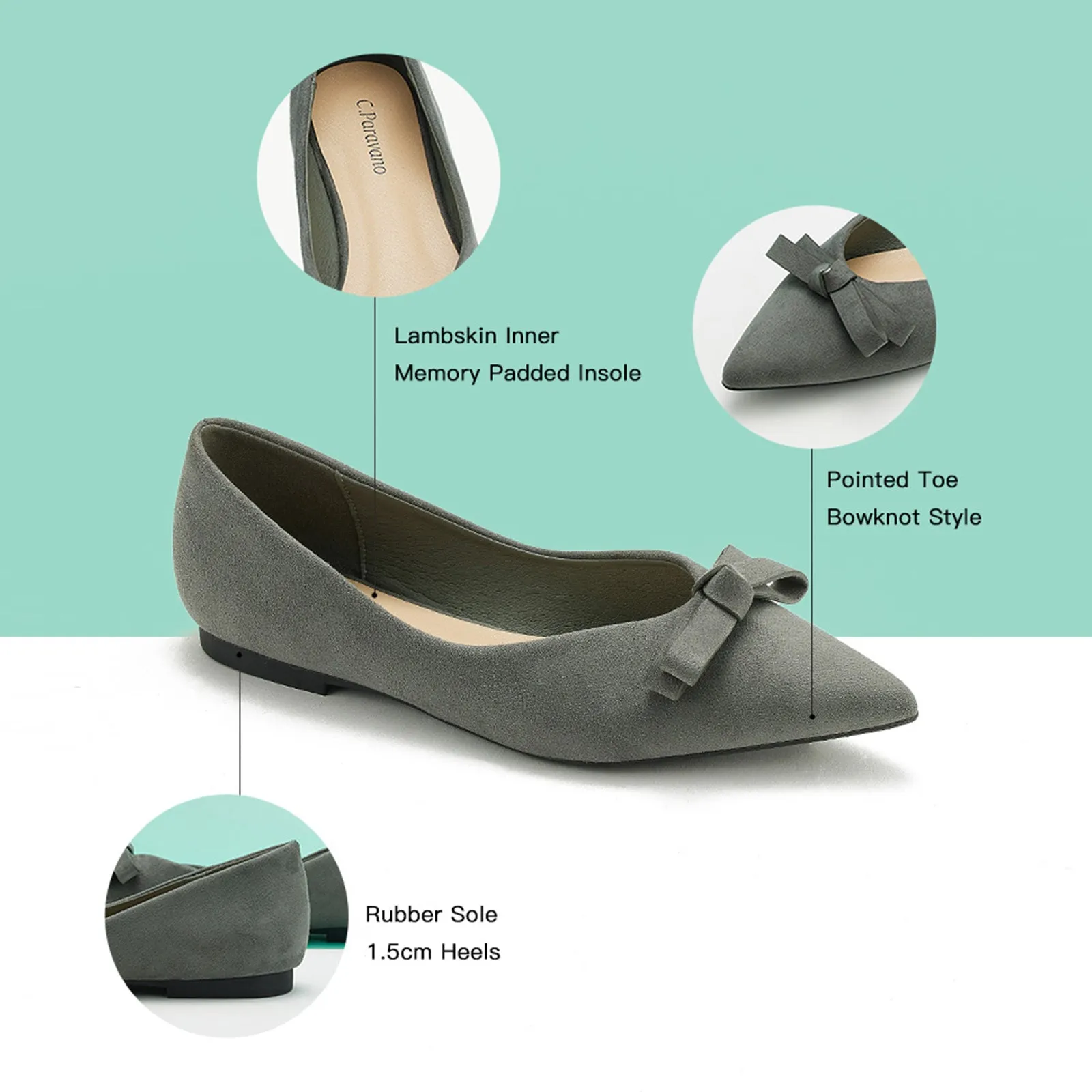 Bowknot Suede Flats (Aida)