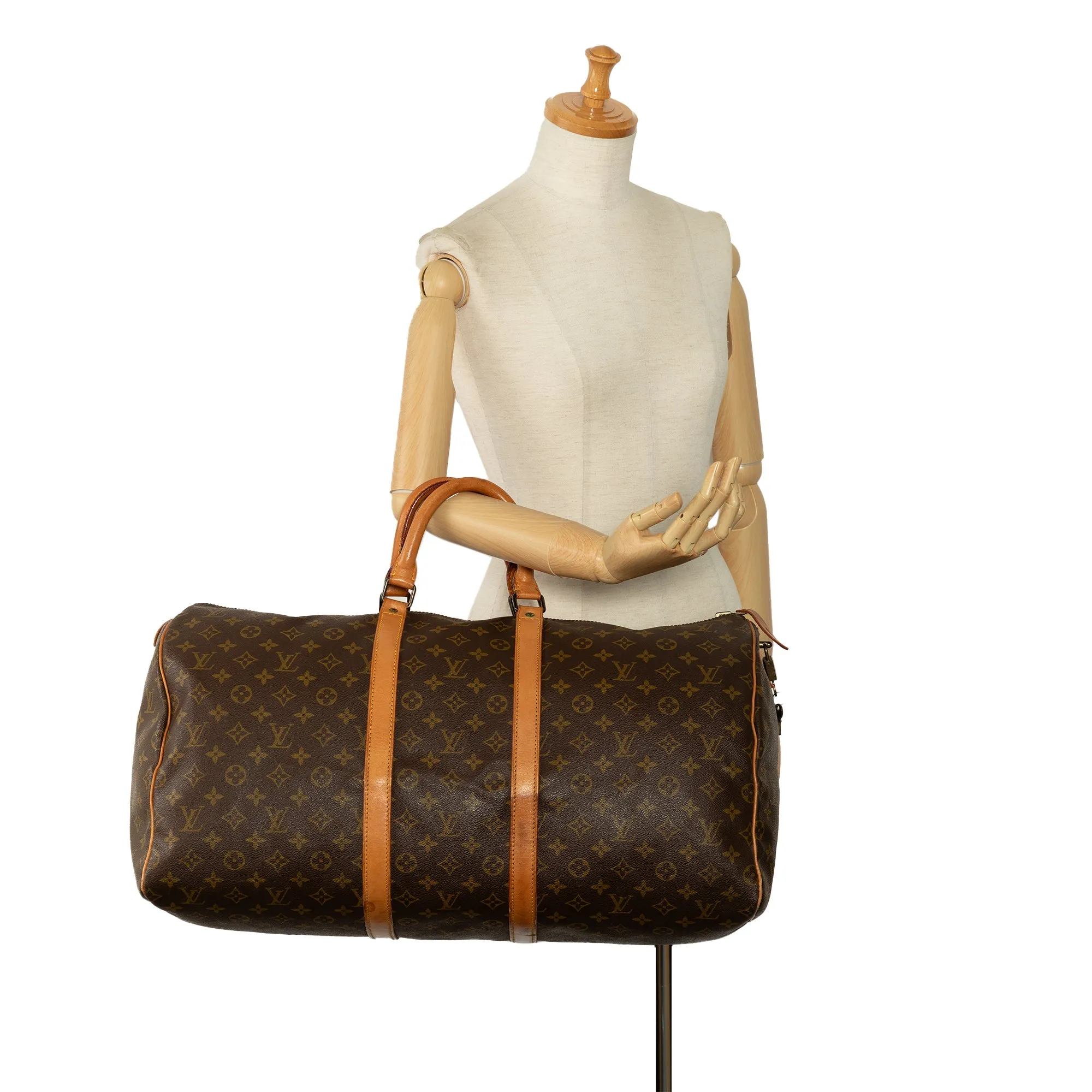 Brown Louis Vuitton Monogram Keepall 55 Travel Bag