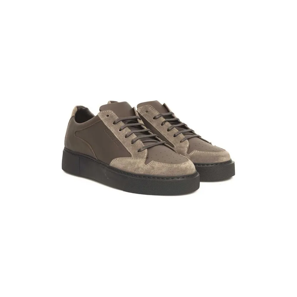 Cerruti 1881 Beige Leather Men Sneaker