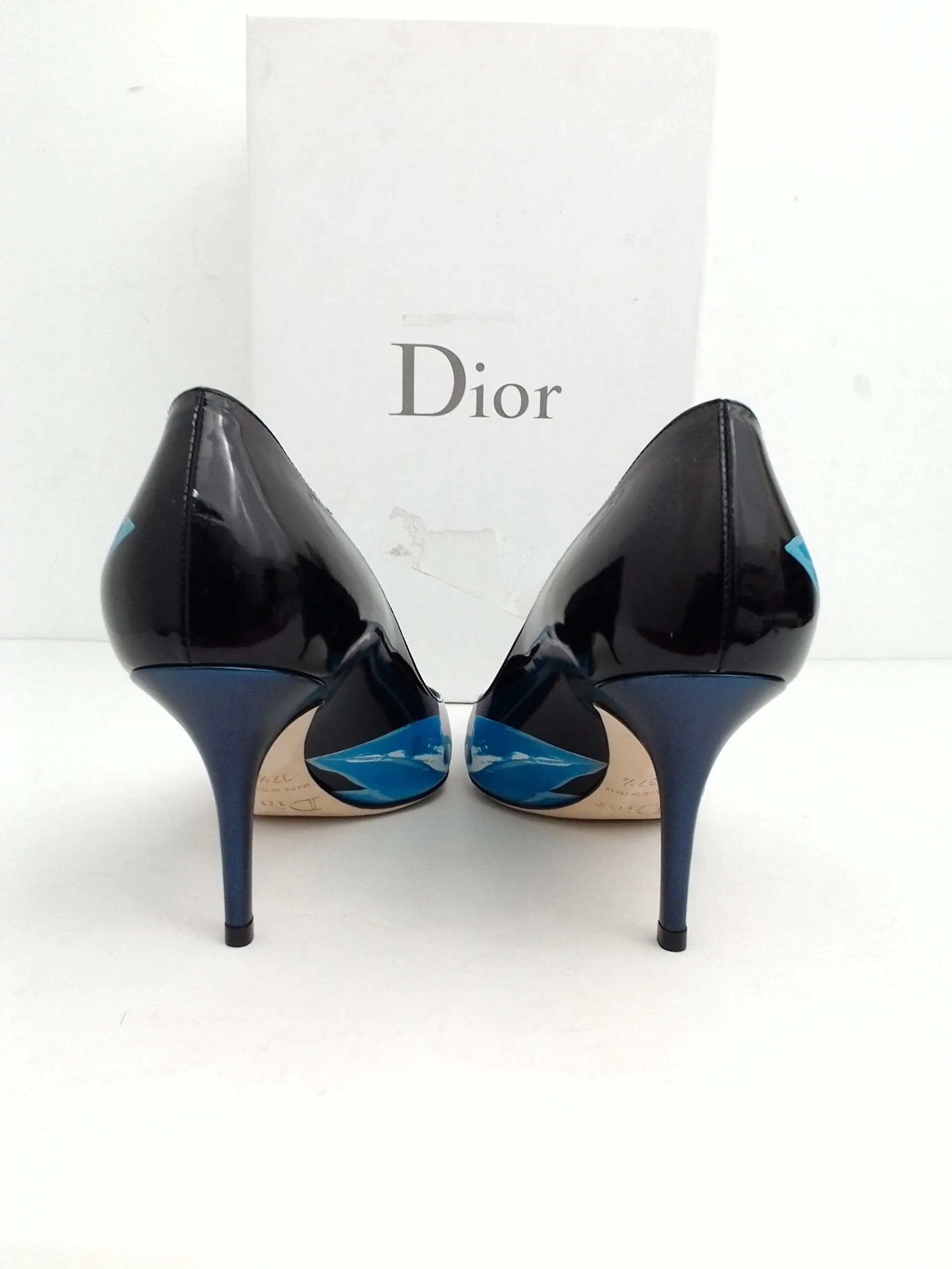 Christian Dior Women's Cherie Pump Black/Blue Size 37.5