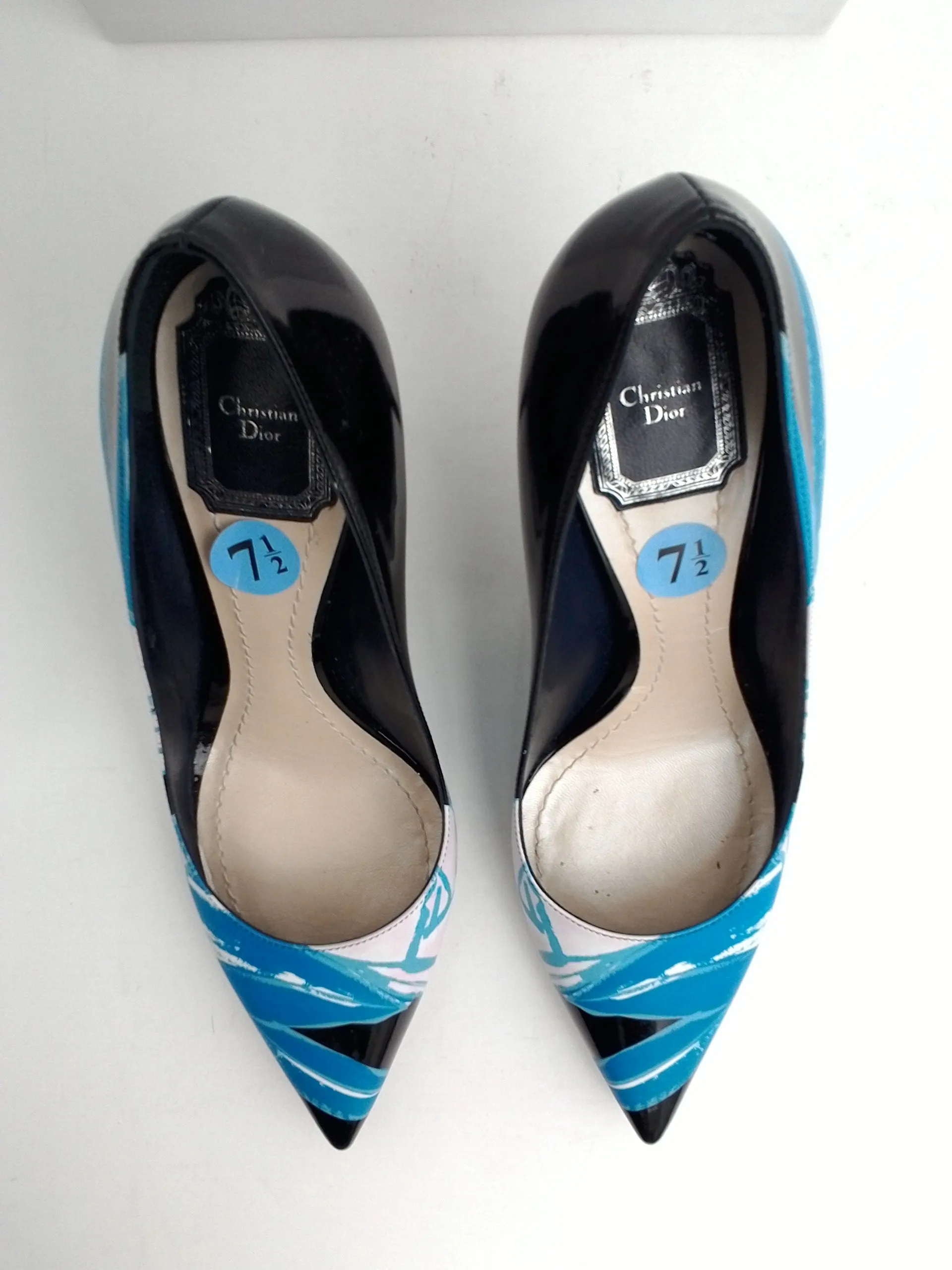 Christian Dior Women's Cherie Pump Black/Blue Size 37.5