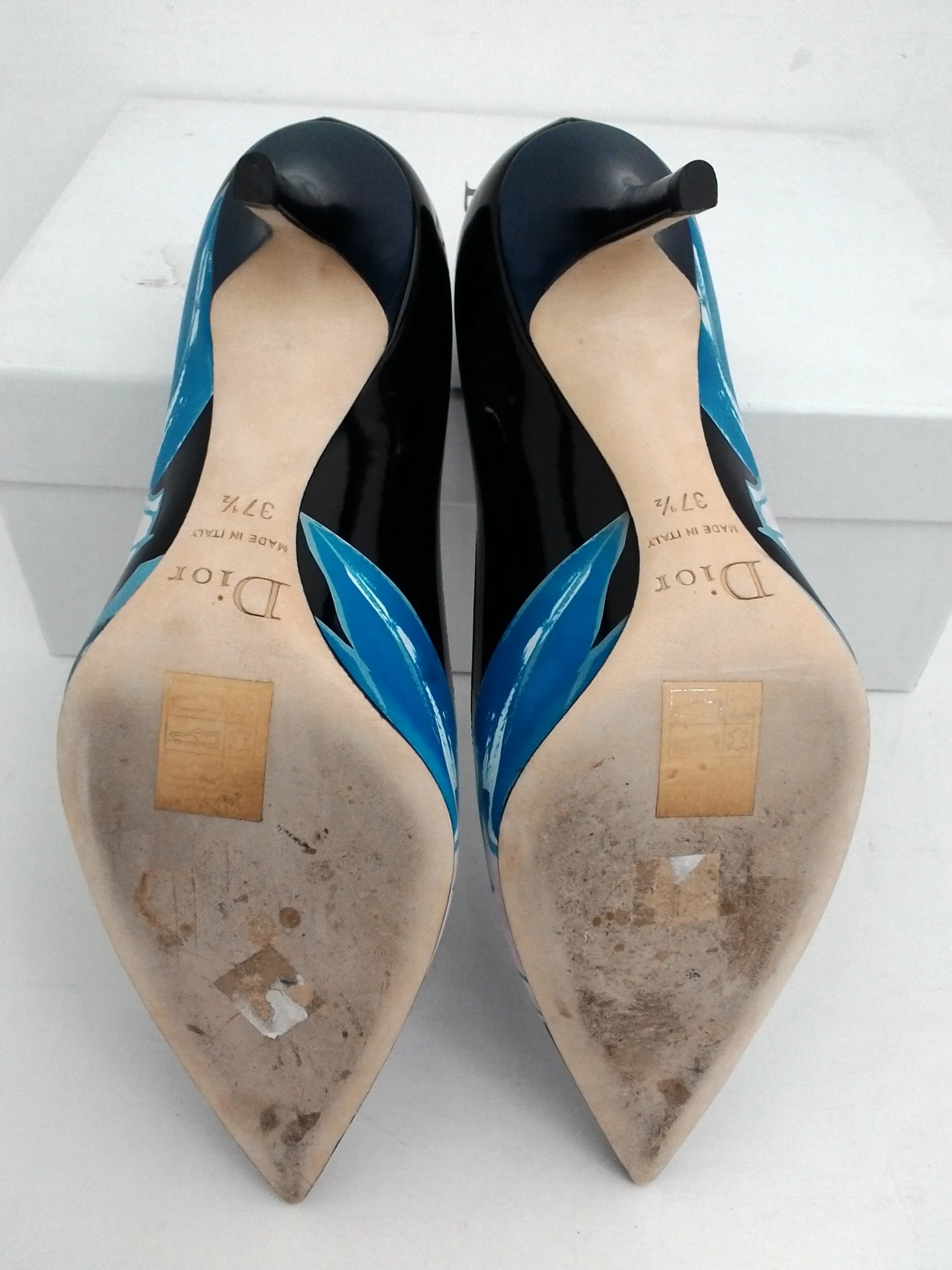 Christian Dior Women's Cherie Pump Black/Blue Size 37.5