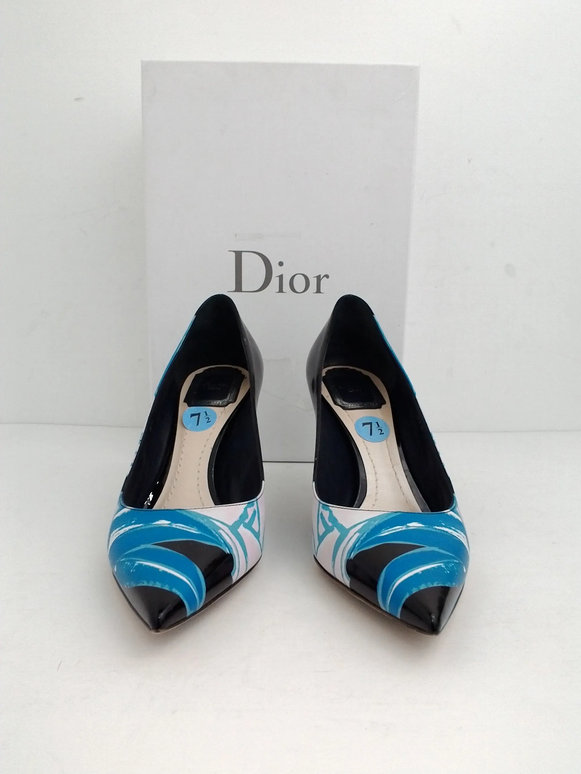 Christian Dior Women's Cherie Pump Black/Blue Size 37.5