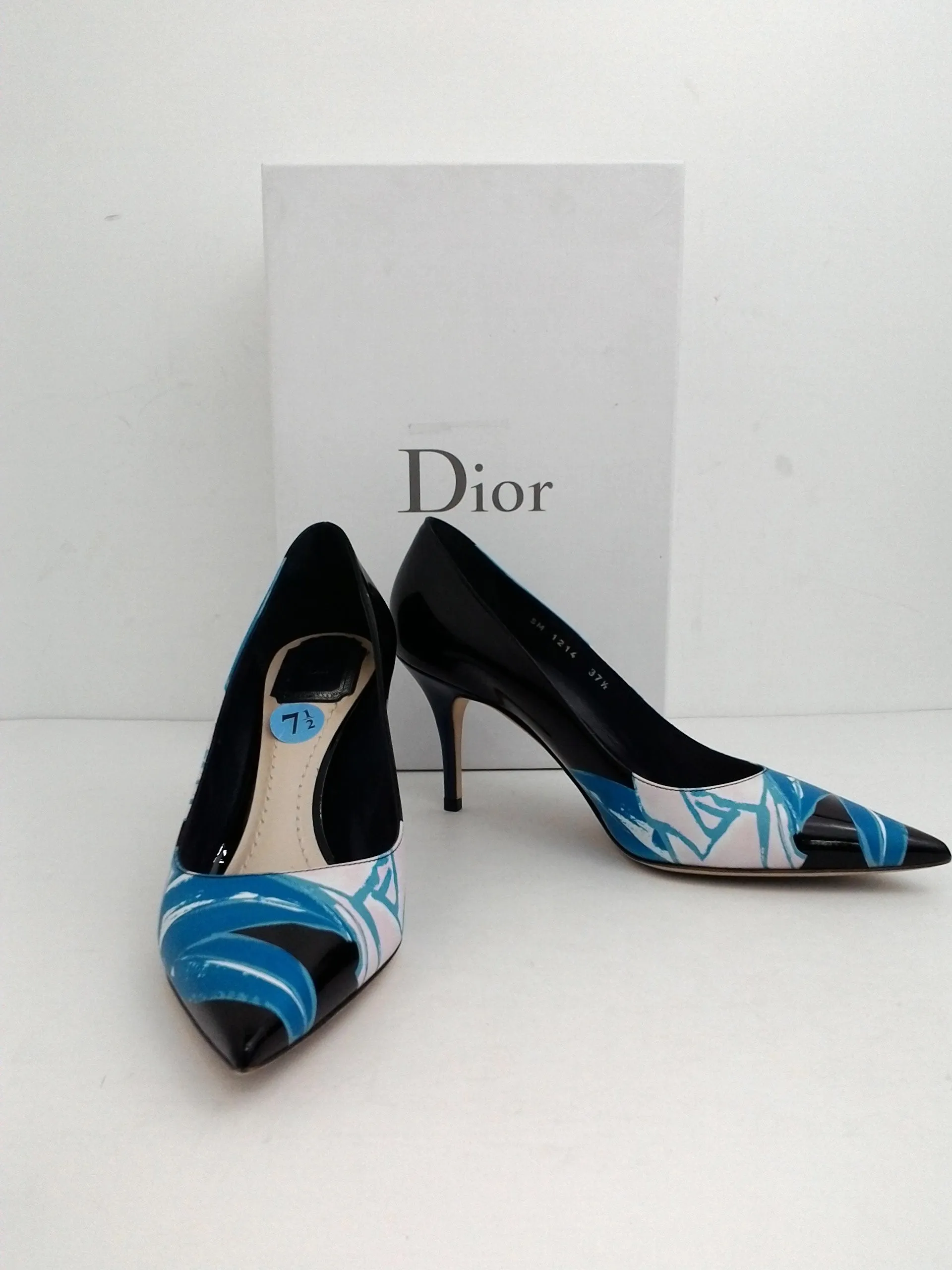 Christian Dior Women's Cherie Pump Black/Blue Size 37.5