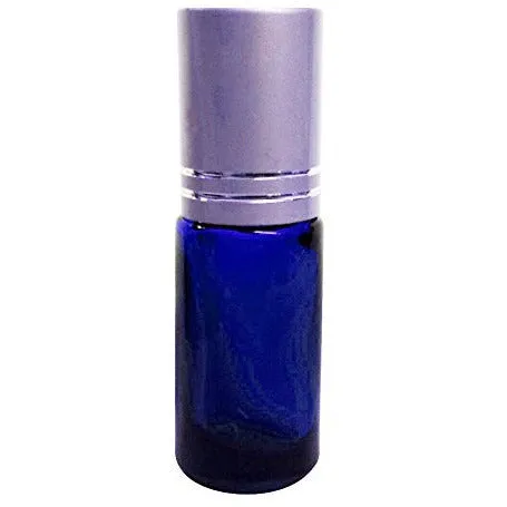 Cobalt Glass Roller Bottles, 5ml with Contamination Free Glass Ball & Silver Cap