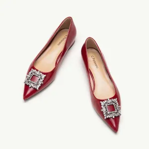 Crystal Buckle Flats (Aida) Red