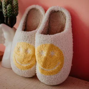 Daisy Eye Happy Face Wholesale Sherpa Slippers