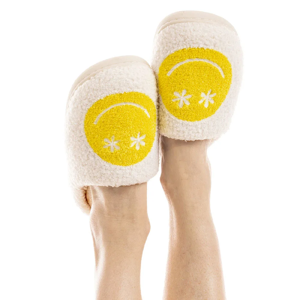 Daisy Eye Happy Face Wholesale Sherpa Slippers