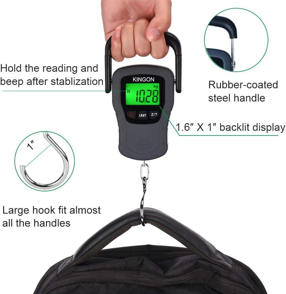 Digital Hanging Luggage Scale with Comfortable Handle and Large Hook, 110Lb/50Kg