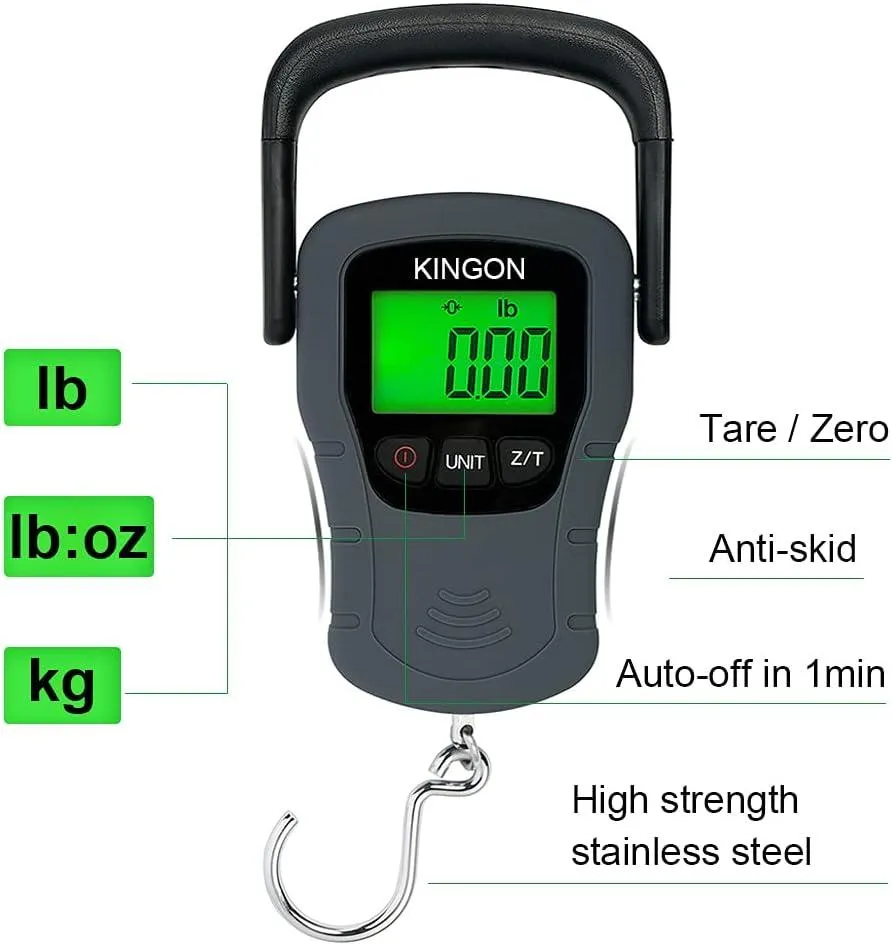 Digital Hanging Luggage Scale with Comfortable Handle and Large Hook, 110Lb/50Kg