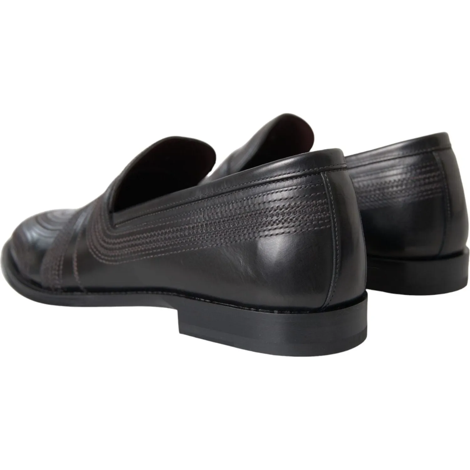 Dolce & Gabbana Black Brown Leather Loafer Men Dress Shoes