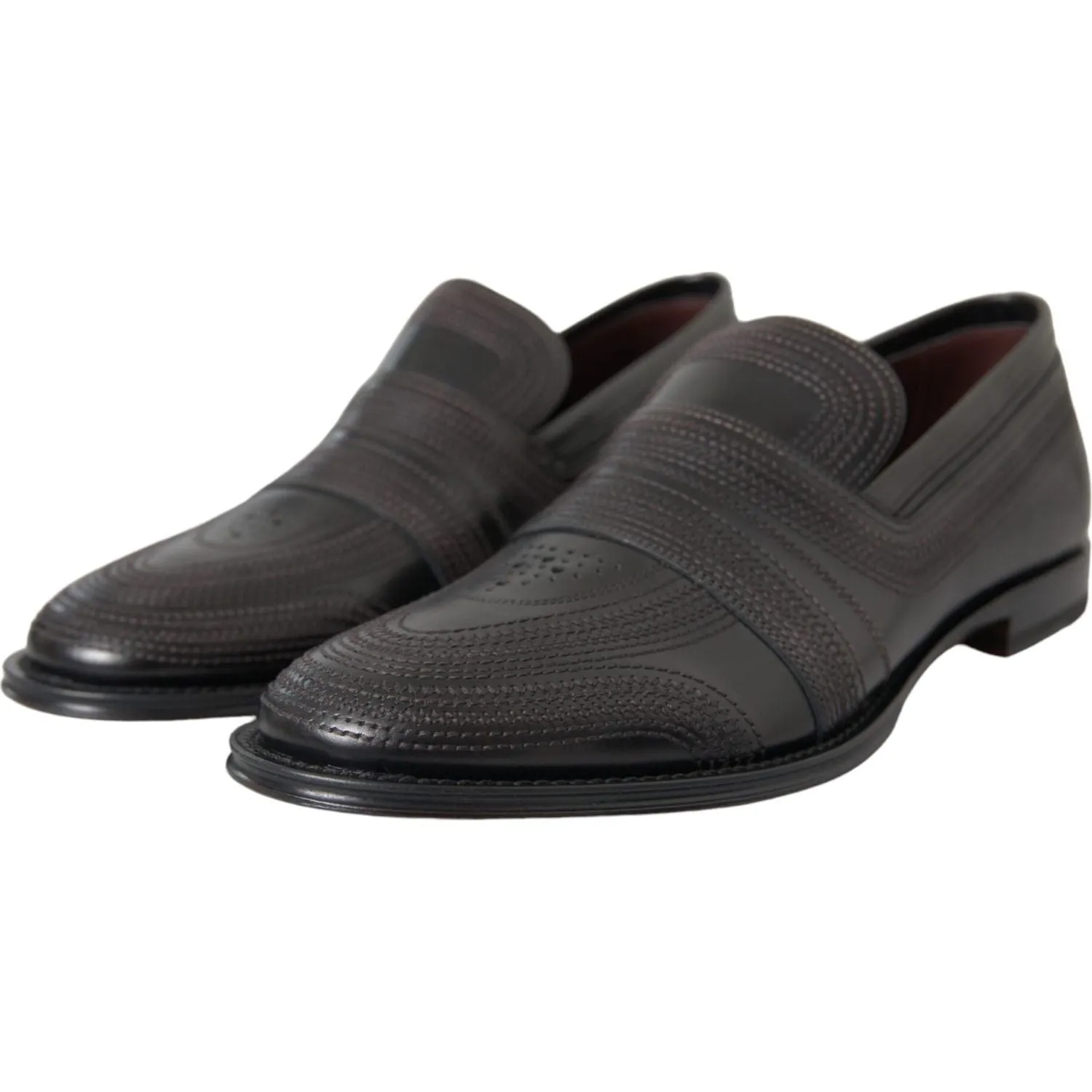 Dolce & Gabbana Black Brown Leather Loafer Men Dress Shoes