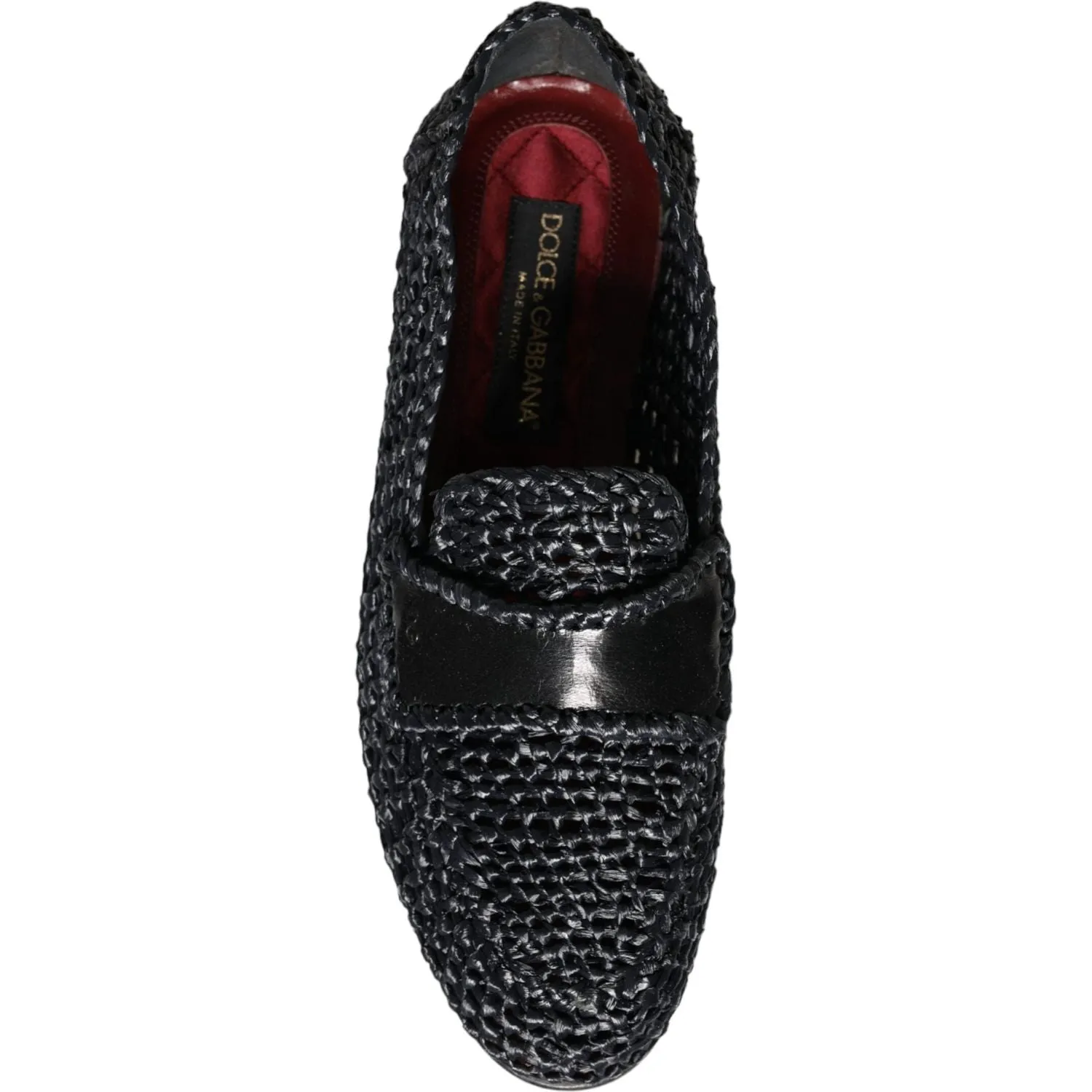 Dolce & Gabbana Black Woven Raffia Slip On Loafers Men Shoes