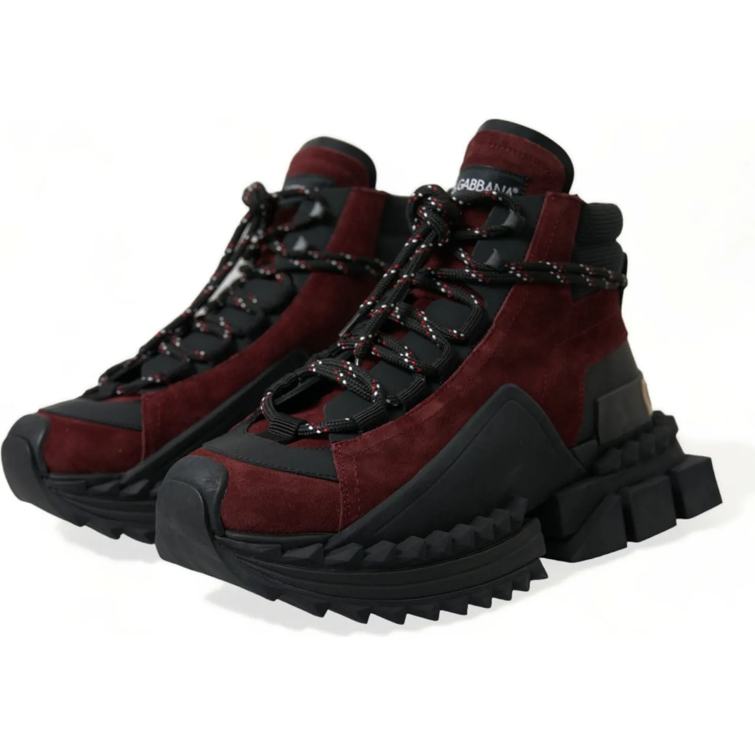 Dolce & Gabbana Burgundy Leather High Top Sneakers