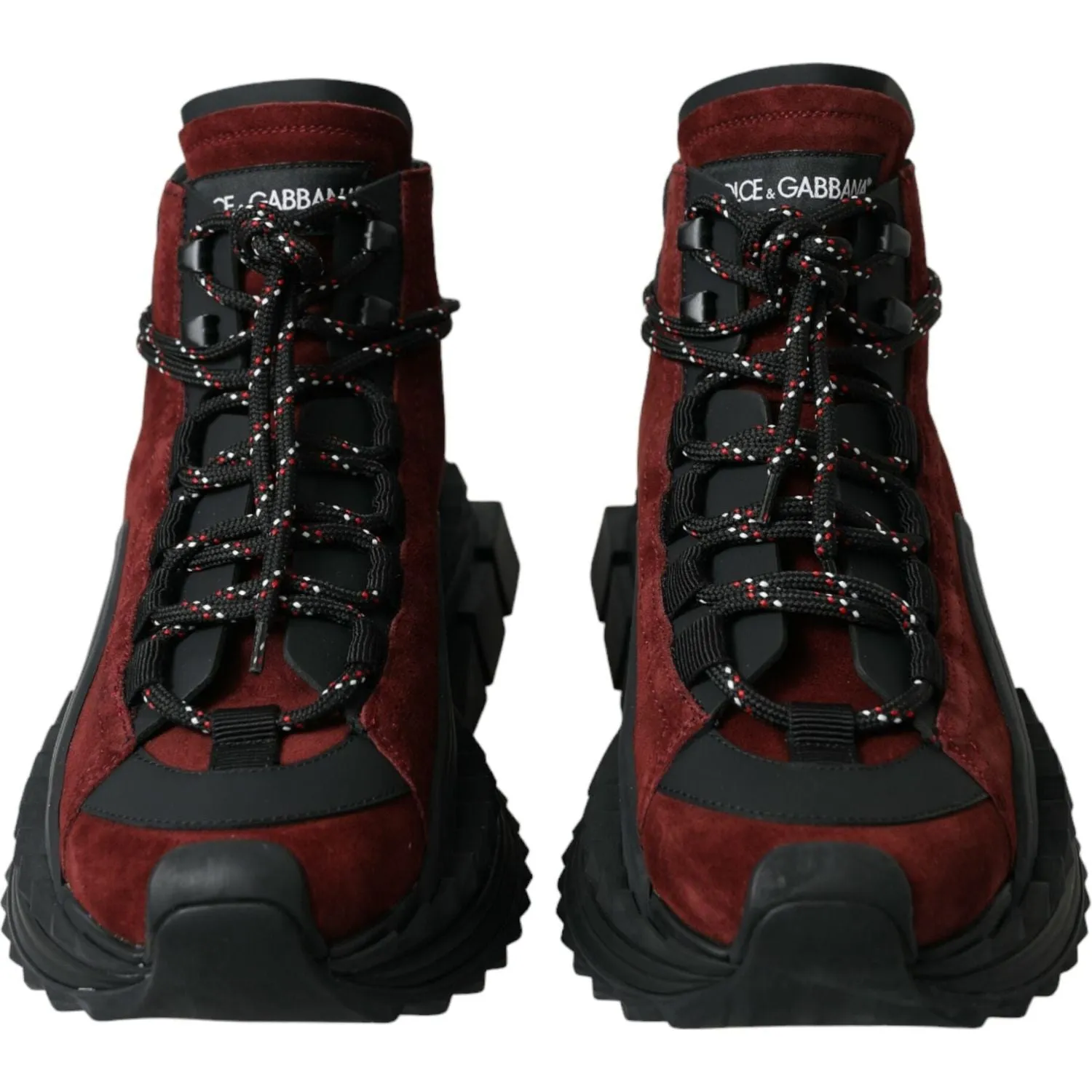 Dolce & Gabbana Burgundy Leather High Top Sneakers