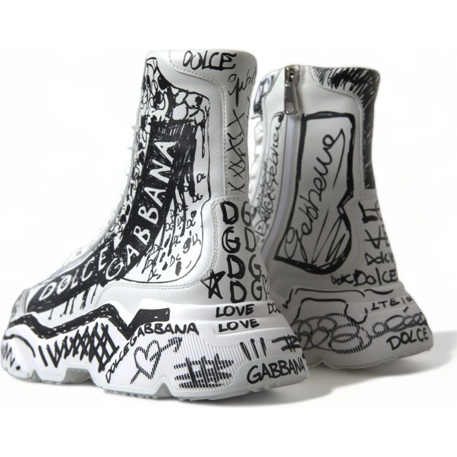 Dolce & Gabbana Daymaster Graffiti Print Mid Top Sneakers