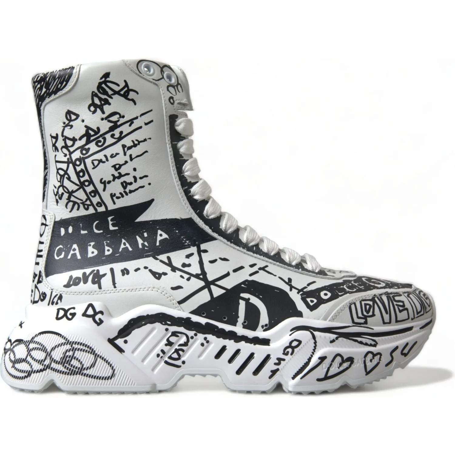 Dolce & Gabbana Daymaster Graffiti Print Mid Top Sneakers