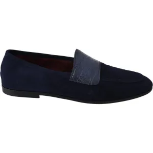 Dolce & Gabbana Elegant Blue Suede Leather Loafers