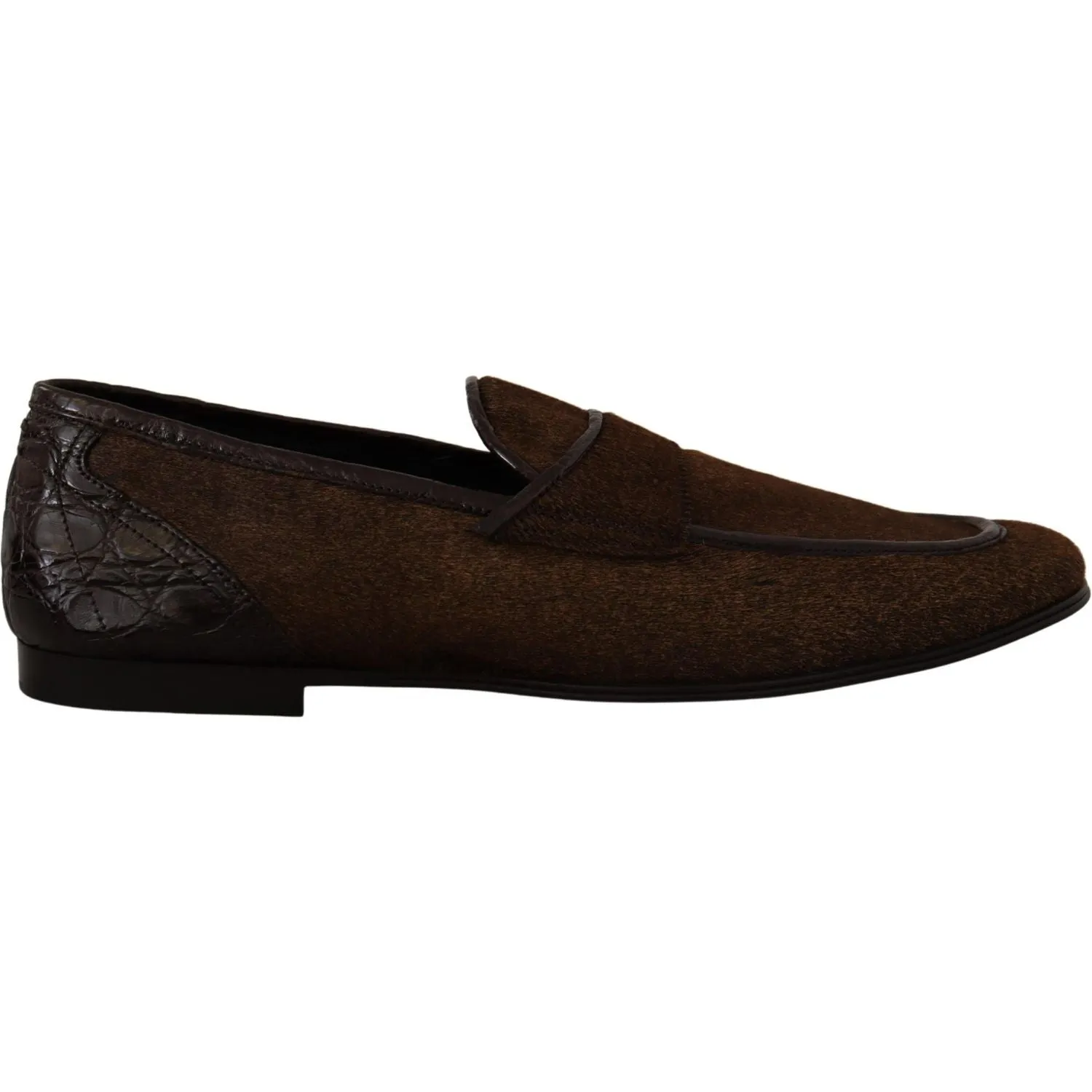 Dolce & Gabbana Elegant Brown Caiman Leather Loafers