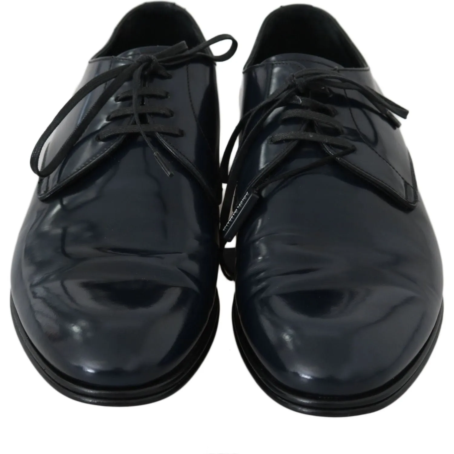 Dolce & Gabbana Elegant Dark Blue Leather Derby Dress Shoes