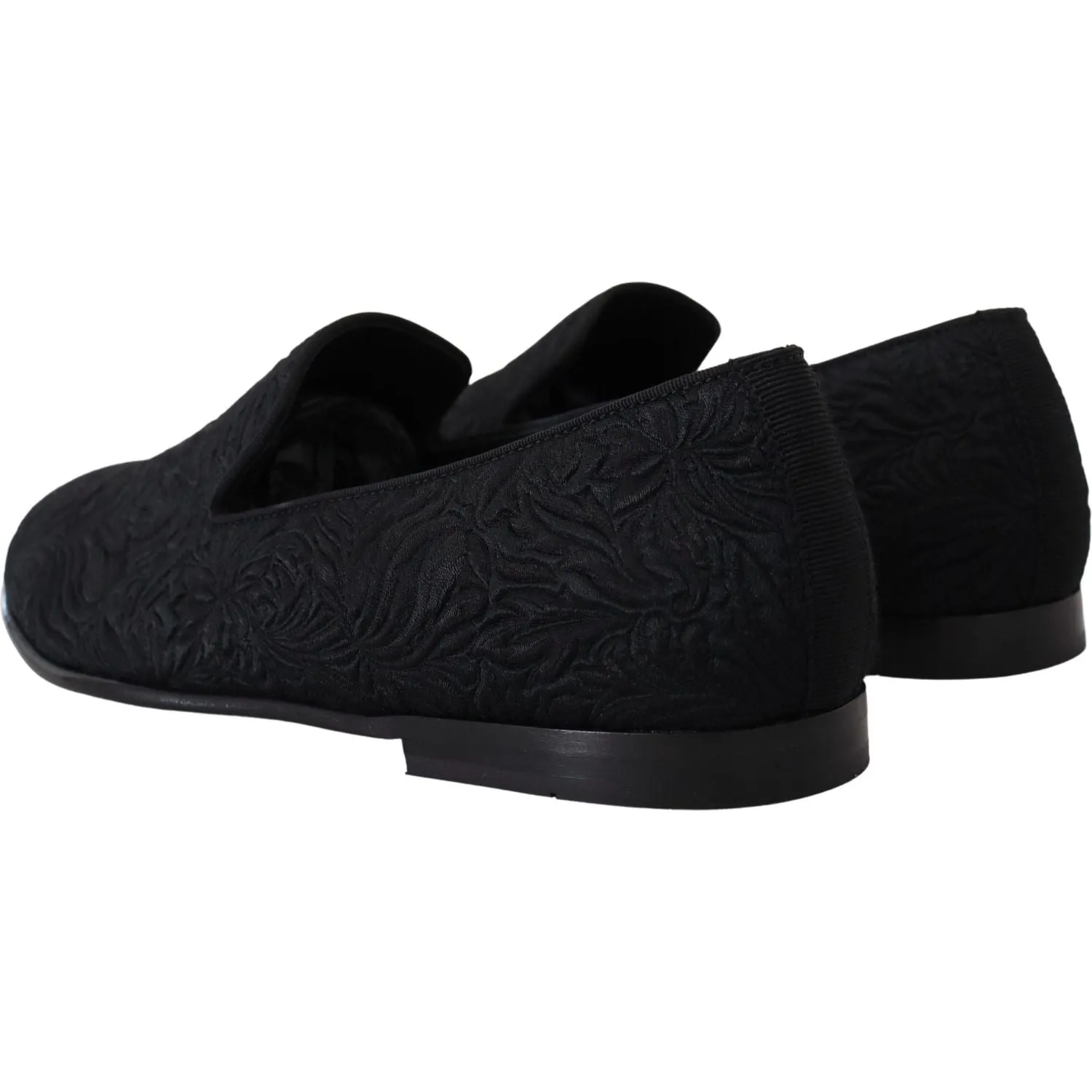 Dolce & Gabbana Elegant Jacquard Black Loafers Slide On Flats