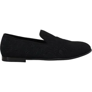 Dolce & Gabbana Elegant Jacquard Black Loafers Slide On Flats