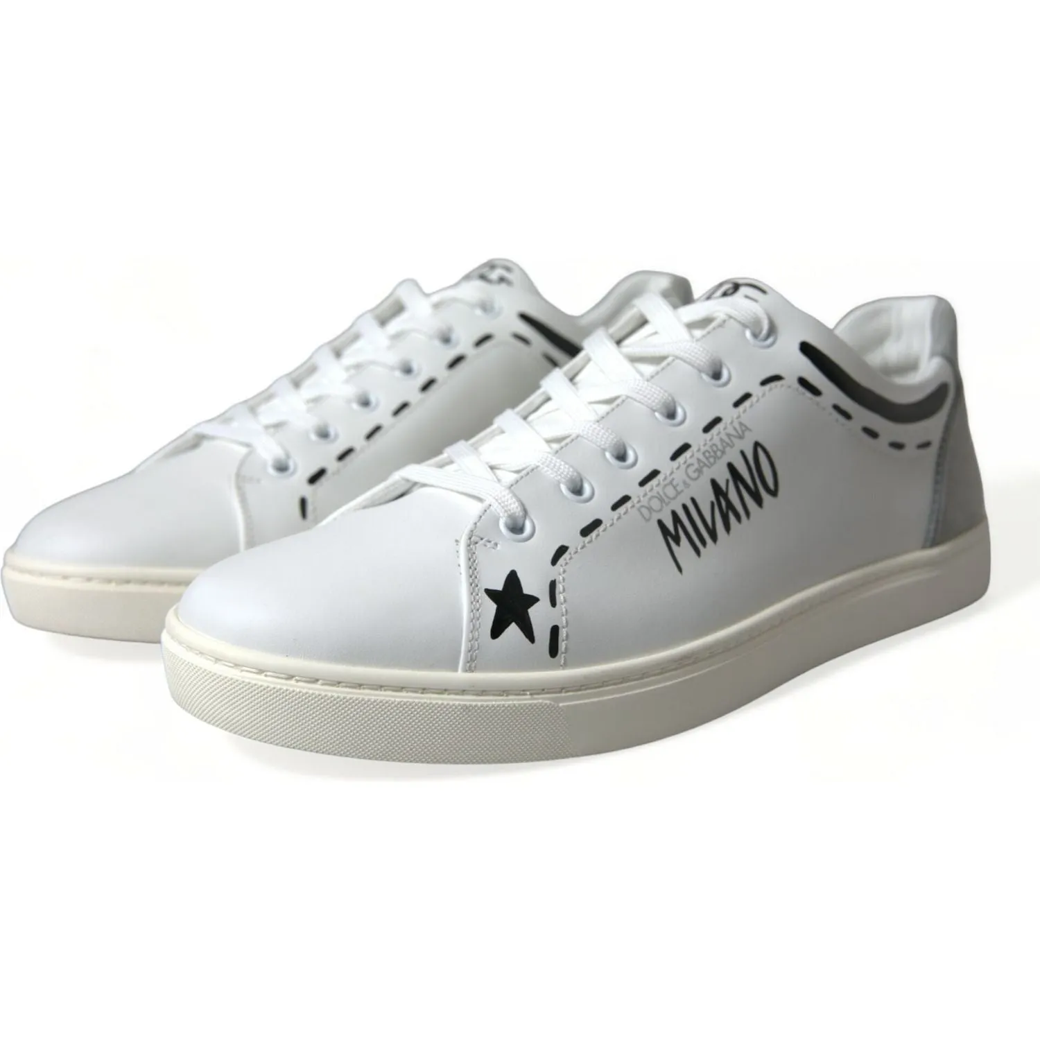 Dolce & Gabbana Elegant White Calfskin Leather Sneakers