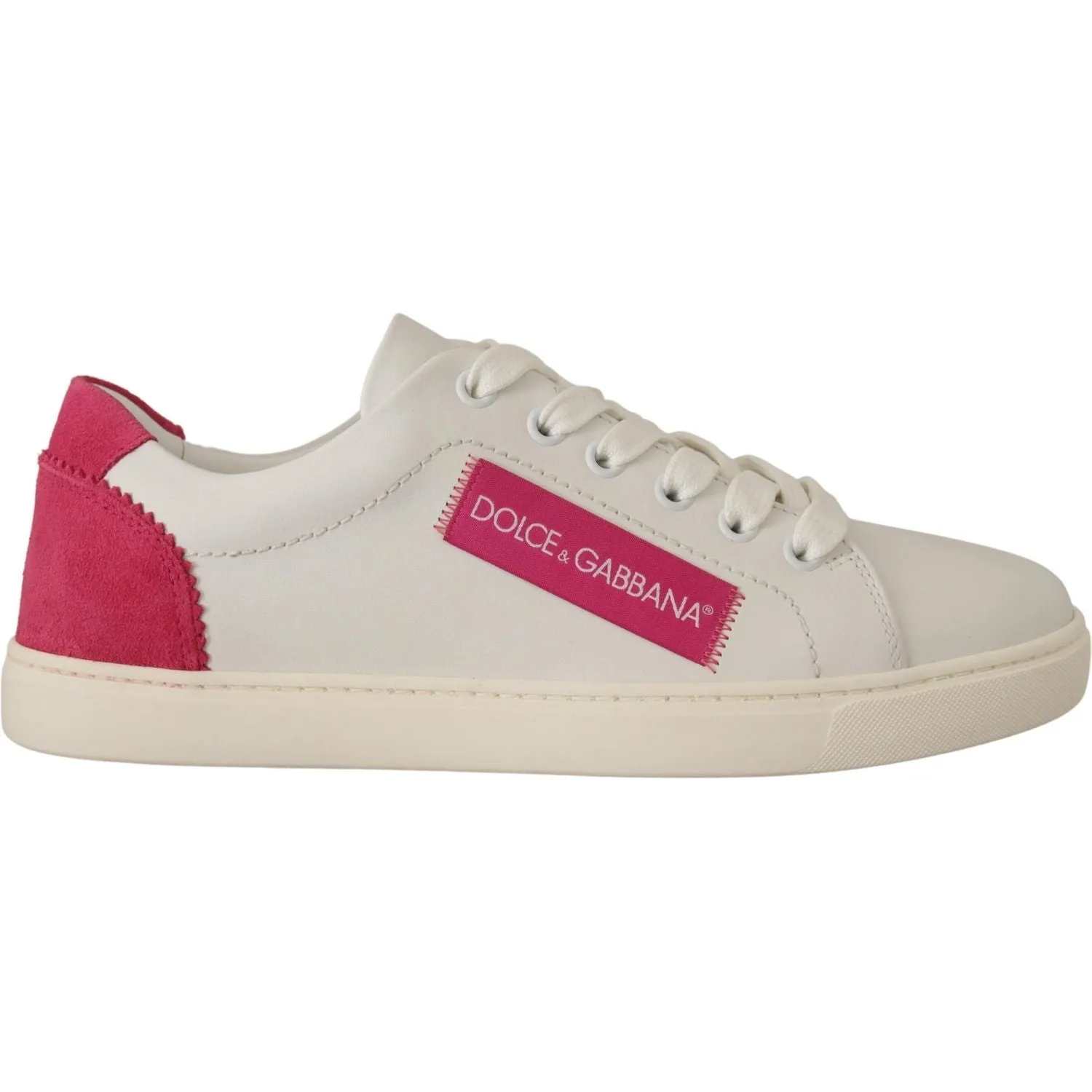 Dolce & Gabbana Elegant White Leather Low-Top Sneakers