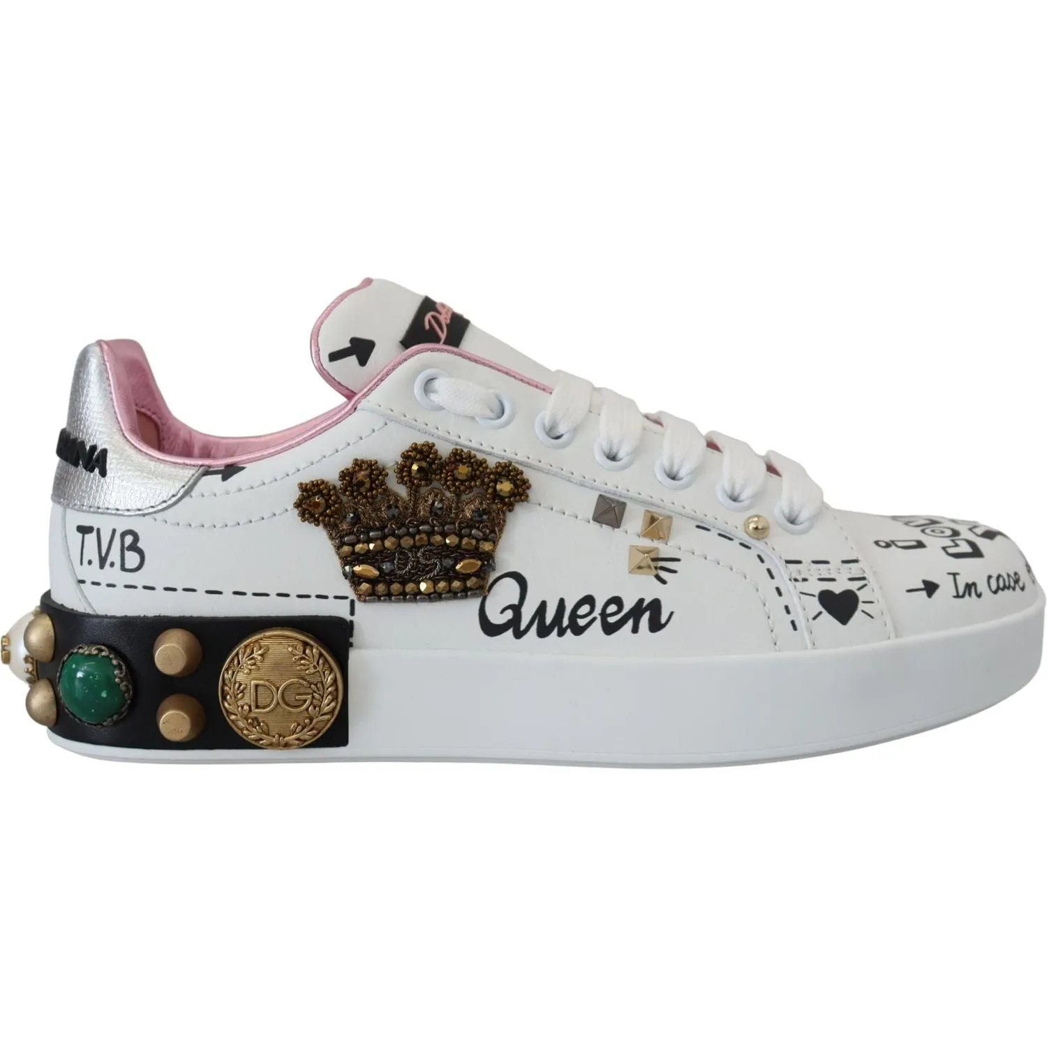 Dolce & Gabbana Queen Crown Chic Leather Sneakers