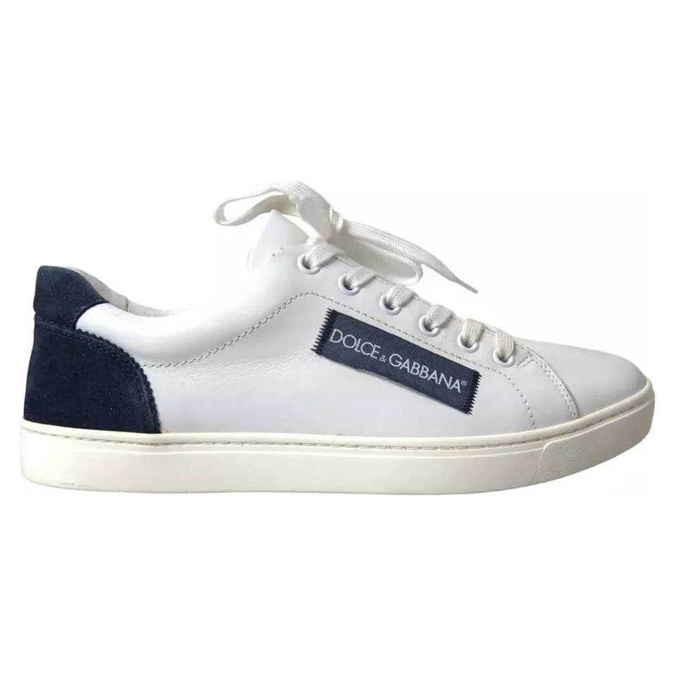 Dolce & Gabbana White Black Leather Low Top Sneakers Portofino Shoes