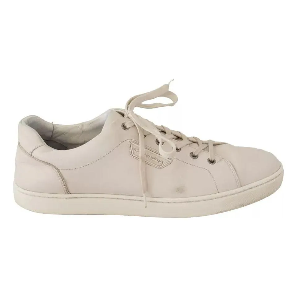 Dolce & Gabbana White Casual Leather Logo Men Sneakers Shoes