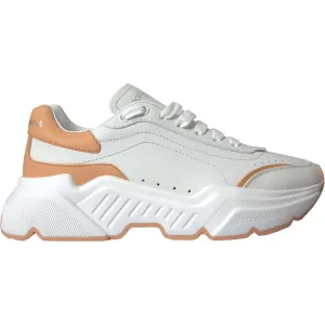 Dolce & Gabbana White Peach DAYMASTER Leather Sneakers Shoes