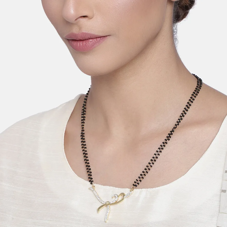 Estele Gold & Rhodium Plated Twisted Knot Mangalsutra Necklace with Austrian Crystals for Women