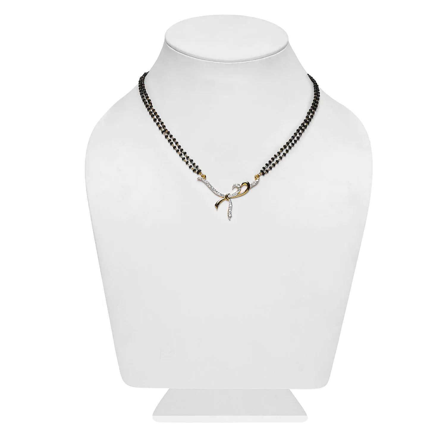 Estele Gold & Rhodium Plated Twisted Knot Mangalsutra Necklace with Austrian Crystals for Women