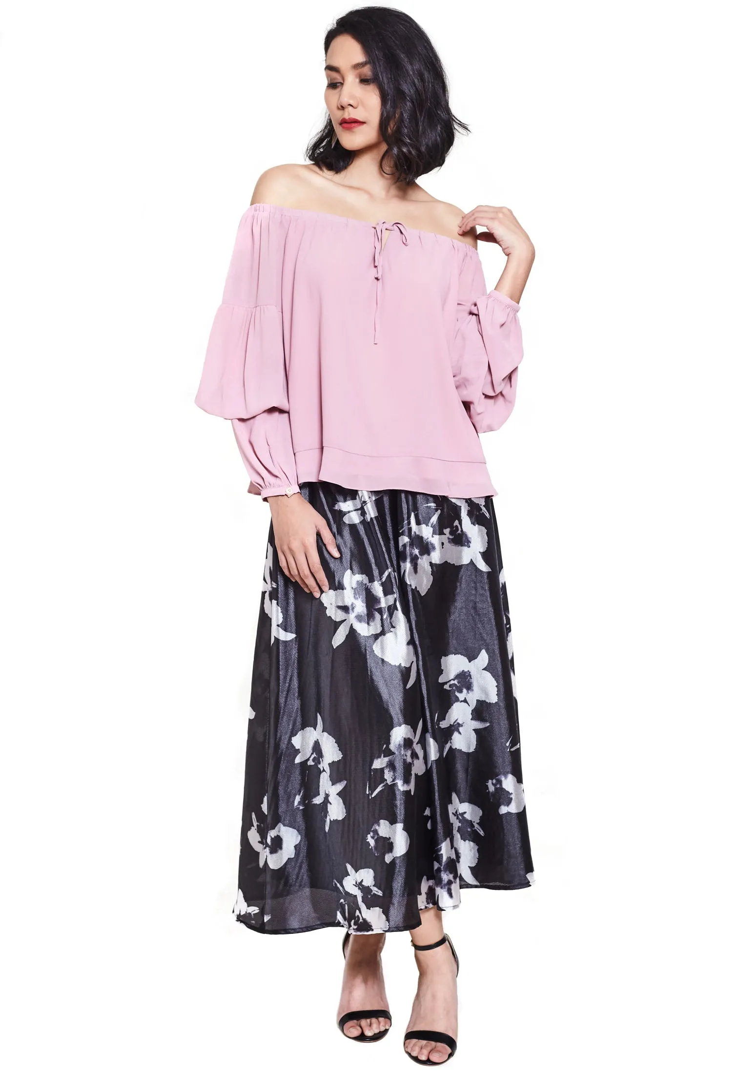 Flounce Sleeve Off Shoulder Blouse